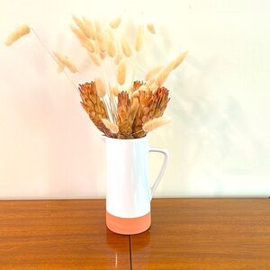 Two Tone Ceramic Pitcher w/Dried Flowers